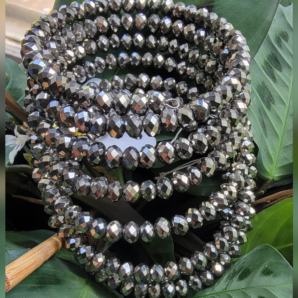 Elegant Black Glittery Spiral Wrap Beaded Bracelet
